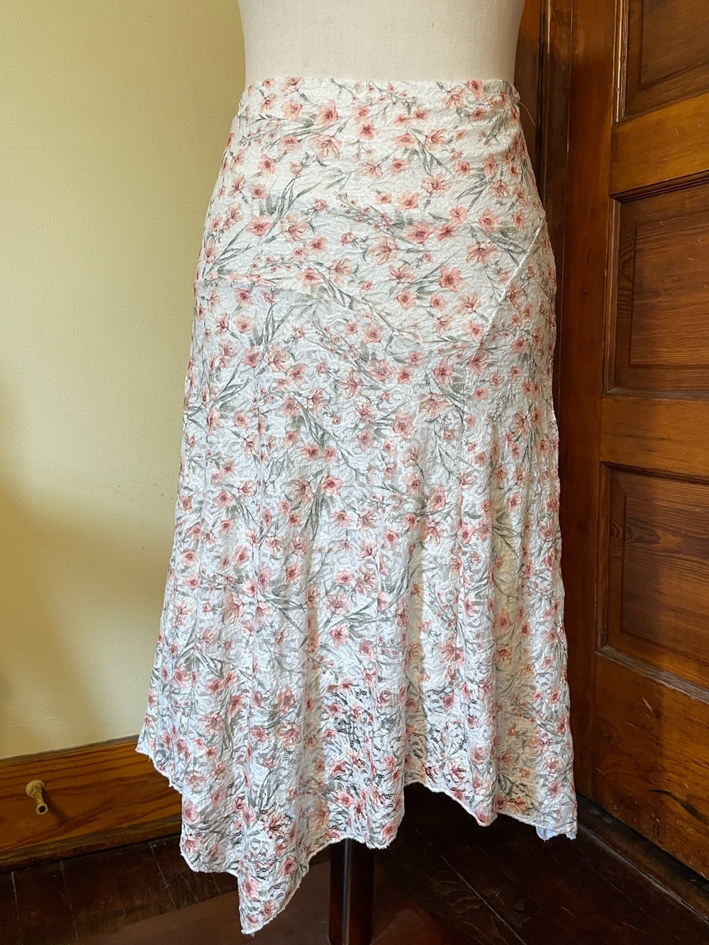 Bwear White Maxi Skirt with Coral Floral Print